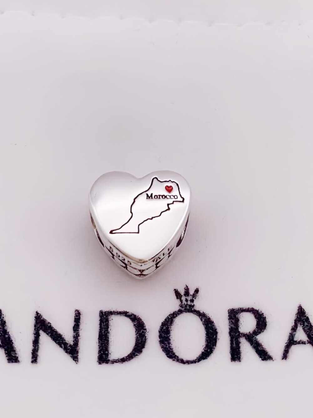 Pandora Morocco Map Charm Heart Bead Charm S925 Silver